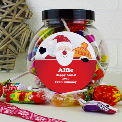 Personalised Santa Round Sweet Jar Confectionery Everything Personal