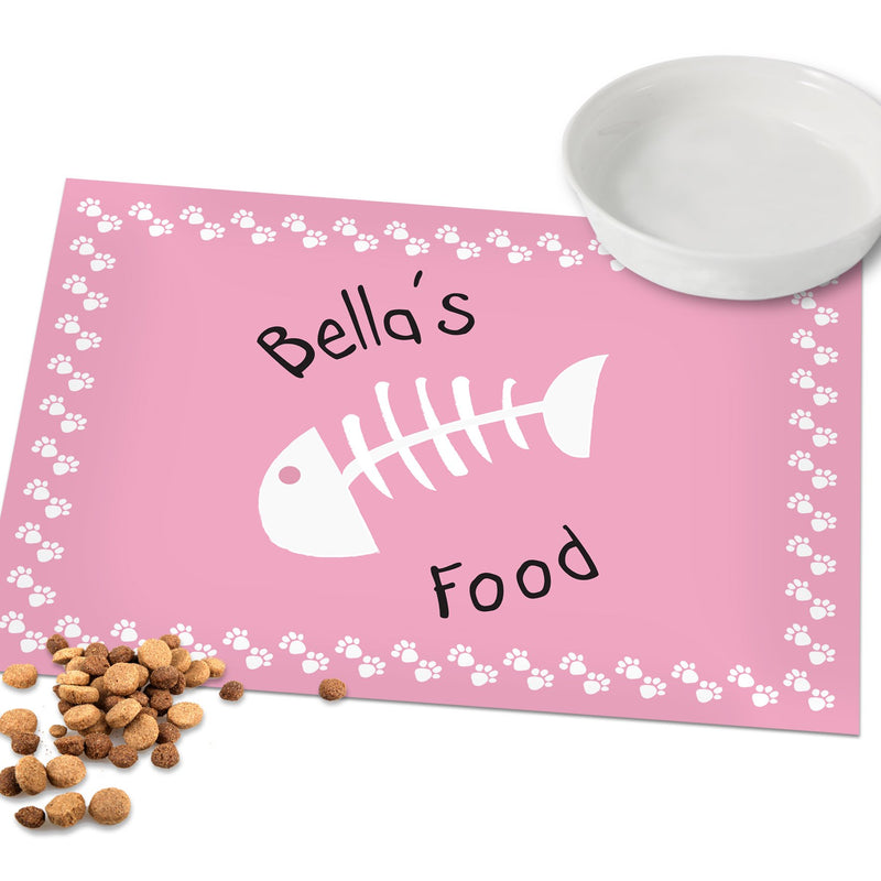 Personalised Pink Fish Bone Cat Placemat Pet Gifts Everything Personal