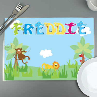Personalised Blue Animal Alphabet Placemat Mealtime Essentials Everything Personal