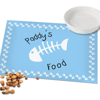 Personalised Blue Fish Bone Cat Placemat Pet Gifts Everything Personal