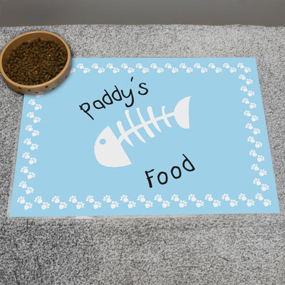Personalised Blue Fish Bone Cat Placemat Pet Gifts Everything Personal