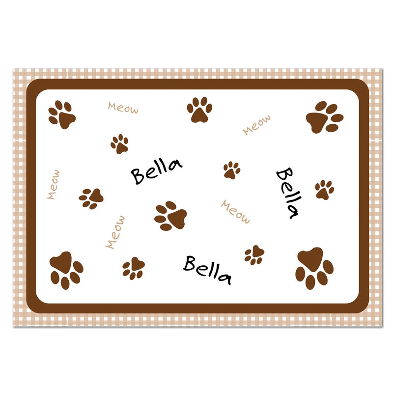 Personalised Brown Gingham Cat Placemat Pet Gifts Everything Personal