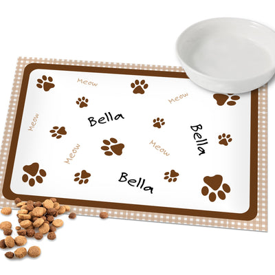 Personalised Brown Gingham Cat Placemat Pet Gifts Everything Personal