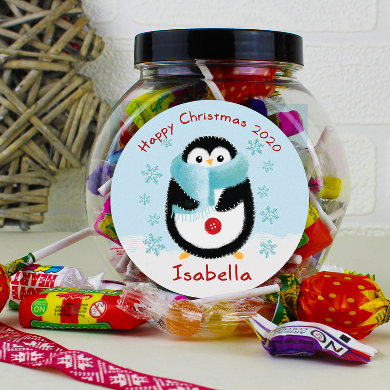 Personalised Felt Stitch Penguin Sweet Jar Confectionery Everything Personal