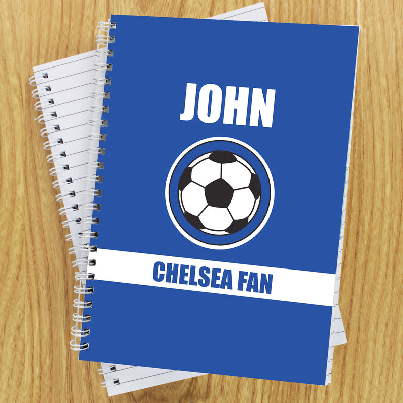 Personalised Dark Blue Football Fan A5 Notebook Stationery & Pens Everything Personal