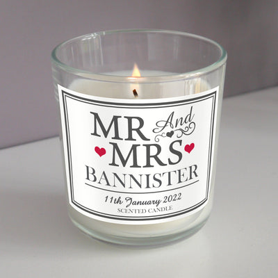 Personalised Mr & Mrs Scented Jar Candle Candles & Reed Diffusers Everything Personal