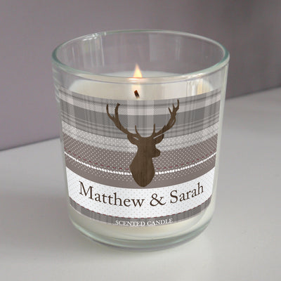 Personalised Highland Stag Scented Jar Candle Candles & Reed Diffusers Everything Personal