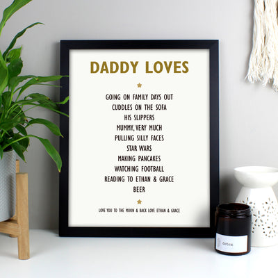 Personalised List of Love Black Framed Print Framed Prints Everything Personal