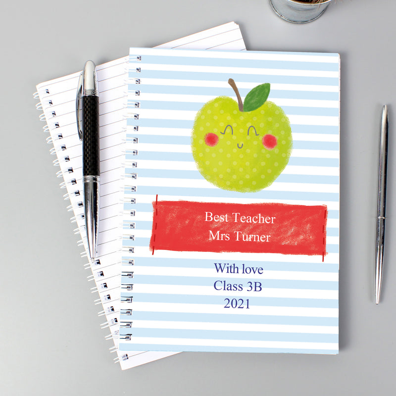 Personalised Apple for the Teacher A5 Notebook Stationery & Pens Everything Personal