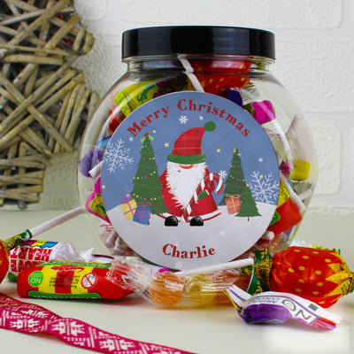 Personalised Tartan Santa Sweet Jar Confectionery Everything Personal