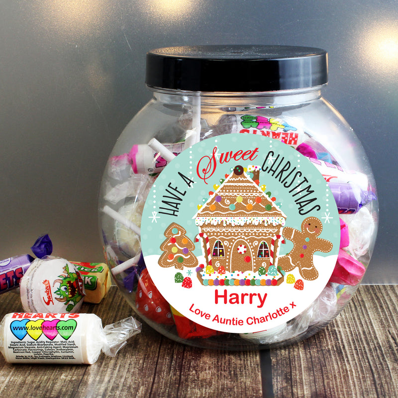 Personalised Gingerbread House Sweet Jar Confectionery Everything Personal