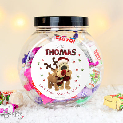 Personalised Boofle Christmas Reindeer Sweet Jar Confectionery Everything Personal