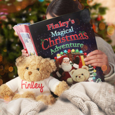 Personalised Magical Christmas Adventure Story Book and Personalised Teddy Bear Plush Everything Personal