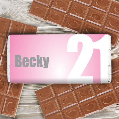 Personalised Pink Number Milk Chocolate Bar Confectionery Everything Personal