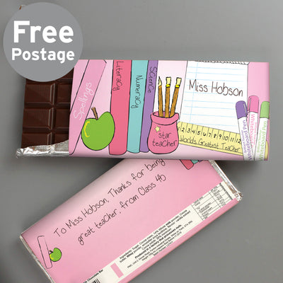 Personalised Teachers Female Milk Chocolate Bar Confectionery Everything Personal