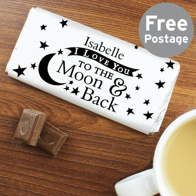 Personalised To the Moon and Back... Milk Chocolate Bar Confectionery Everything Personal