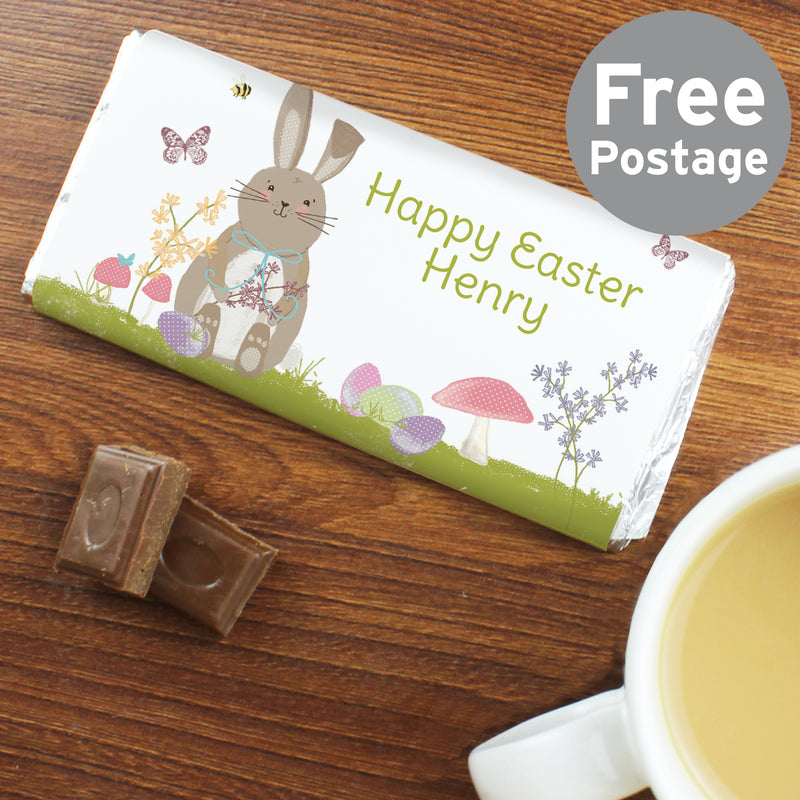 Personalised Easter Meadow Bunny Milk Chocolate Bar Confectionery Everything Personal