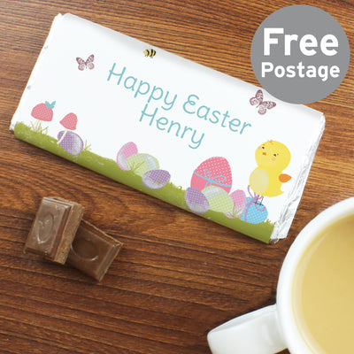 Personalised Easter Meadow Chick Milk Chocolate Bar Confectionery Everything Personal