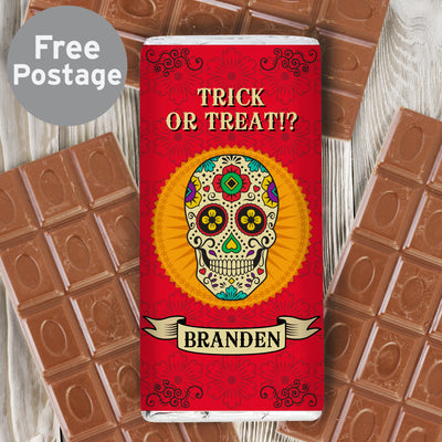 Personalised Sugar Skull Milk Chocolate Bar Confectionery Everything Personal
