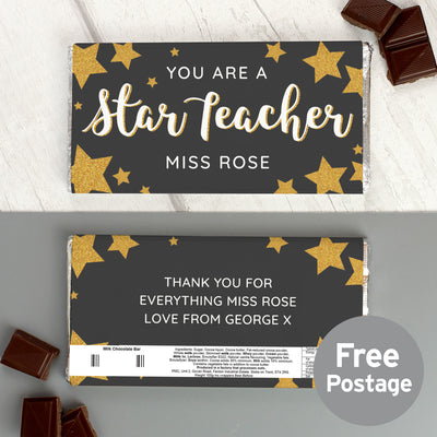 Personalised You Are A Star Teacher Milk Chocolate Bar Confectionery Everything Personal