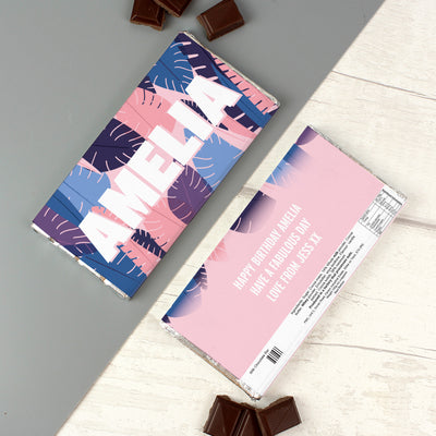 Personalised Palm Leaves Milk Chocolate Bar Confectionery Everything Personal