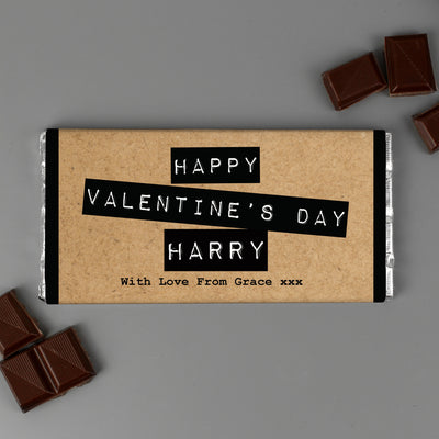 Personalised Valentine's Kraft Design Milk Chocolate Bar Confectionery Everything Personal