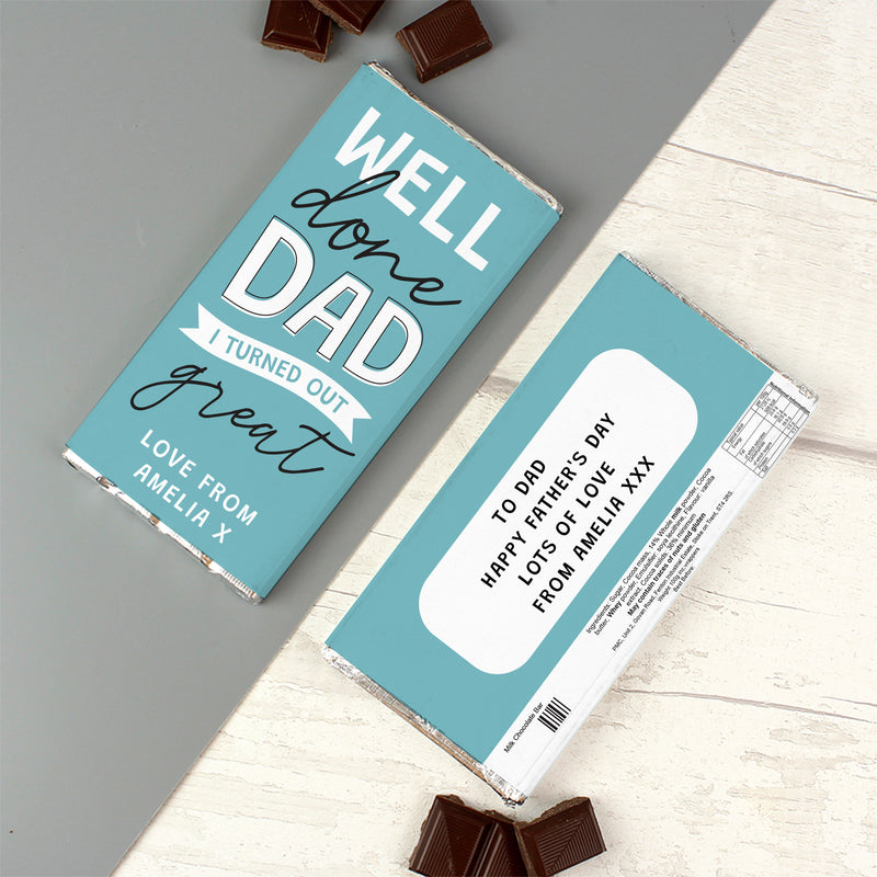 Personalised Well Done Dad... Milk Chocolate Bar Confectionery Everything Personal