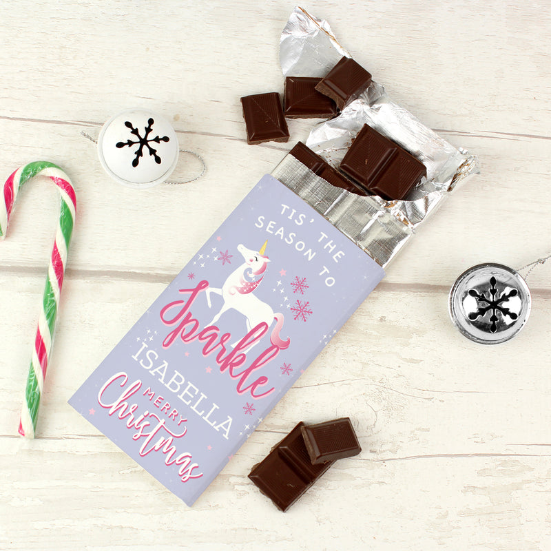 Personalised Unicorn Season To Sparkle Milk Chocolate Bar Confectionery Everything Personal