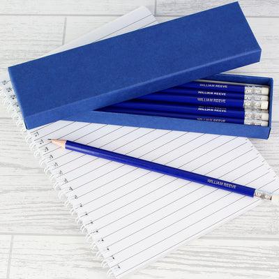 Personalised Box of 12 Blue HB Pencils Stationery & Pens Everything Personal