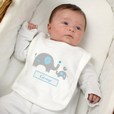 Personalised Blue Elephant 0-3 Months Baby Bib Mealtime Essentials Everything Personal