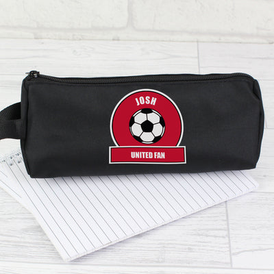 Personalised Red Football Fan Pencil Case Stationery & Pens Everything Personal