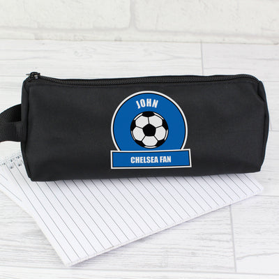 Personalised Dark Blue Football Fan Pencil Case Stationery & Pens Everything Personal