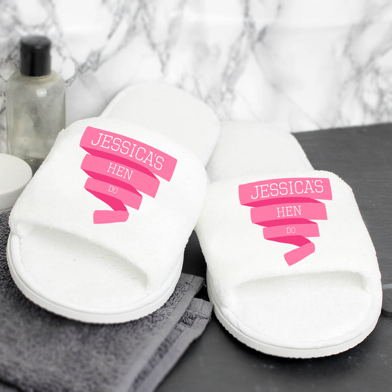 Personalised Pink Banner Velour Slippers Clothing Everything Personal