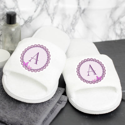 Personalised Butterfly Initial Velour Slippers Clothing Everything Personal