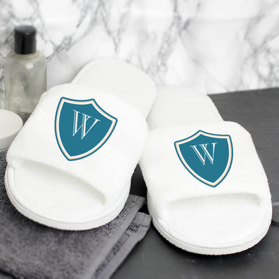 Personalised Mens shield Initial Velour Slippers Clothing Everything Personal