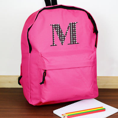 Personalised Star Initial Pink Backpack Textiles Everything Personal