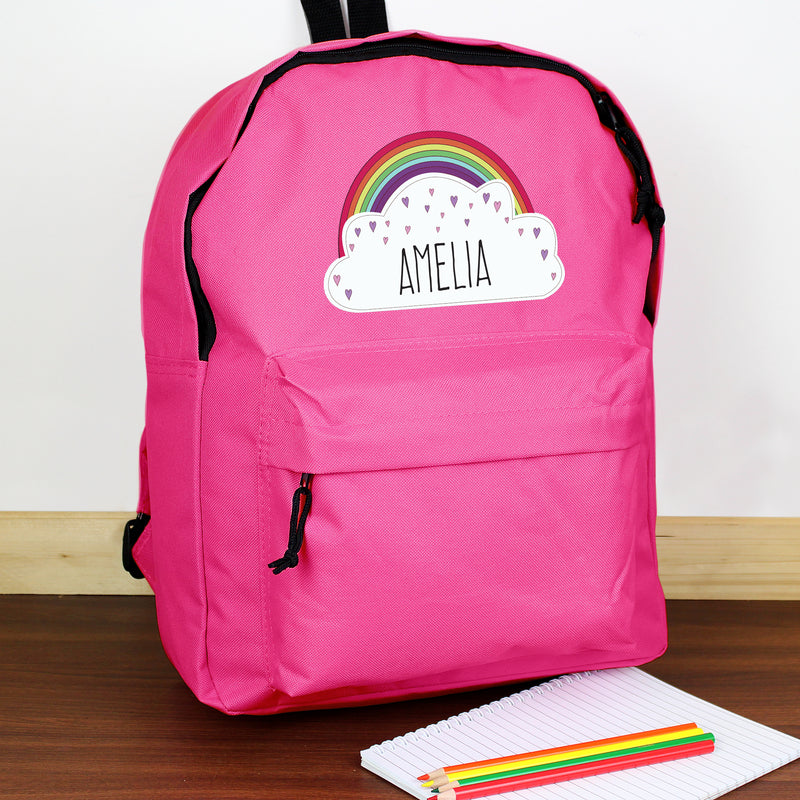 Personalised Rainbow Pink Backpack Textiles Everything Personal