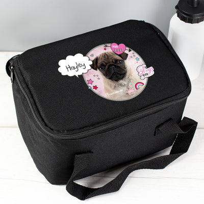 Personalised Rachael Hale Doodle Pug Black Lunch Bag Textiles Everything Personal