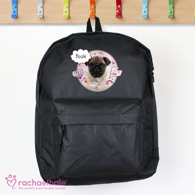Personalised Rachael Hale Doodle Pug Black Backpack Textiles Everything Personal