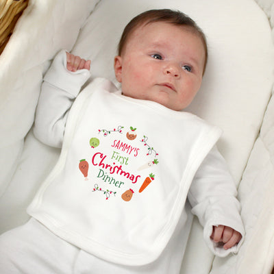 Personalised 'First Christmas Dinner' Bib Mealtime Essentials Everything Personal