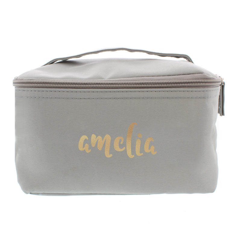 Personalised Gold Name Grey Vanity Bag Textiles Everything Personal