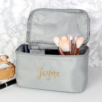 Personalised Gold Name Grey Vanity Bag Textiles Everything Personal