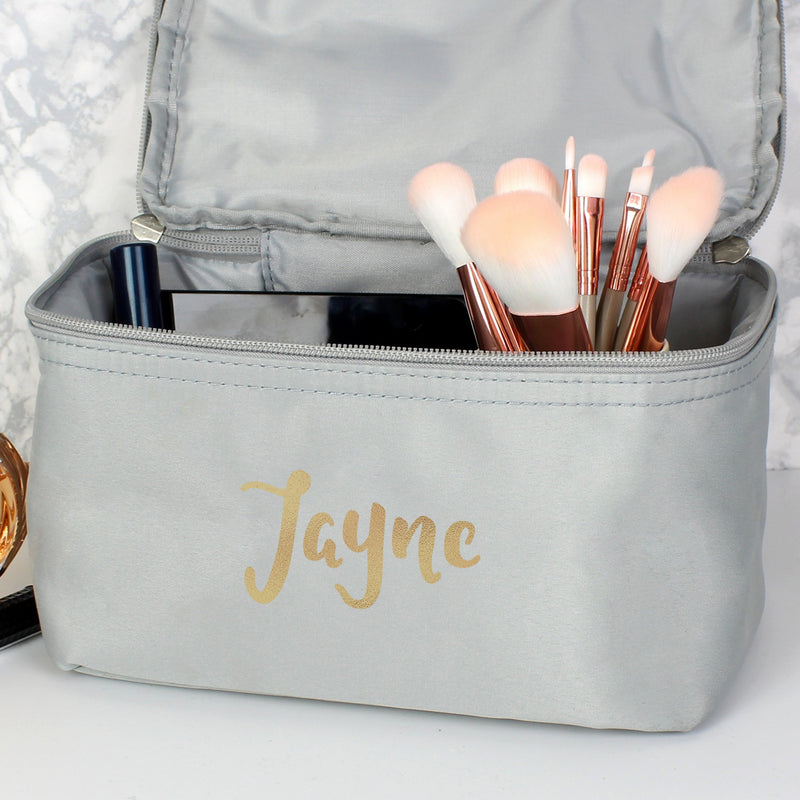 Personalised Gold Name Grey Vanity Bag Textiles Everything Personal