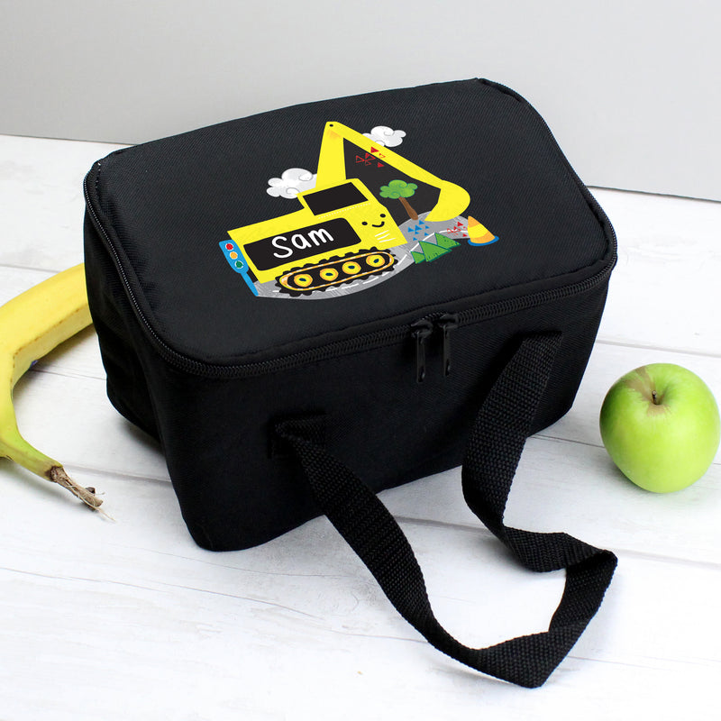 Personalised Digger Black Lunch Bag Mealtime Essentials Everything Personal