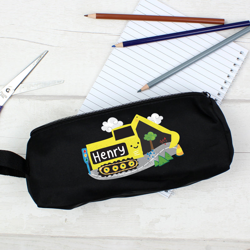 Personalised Digger Black Pencil Case Stationery & Pens Everything Personal