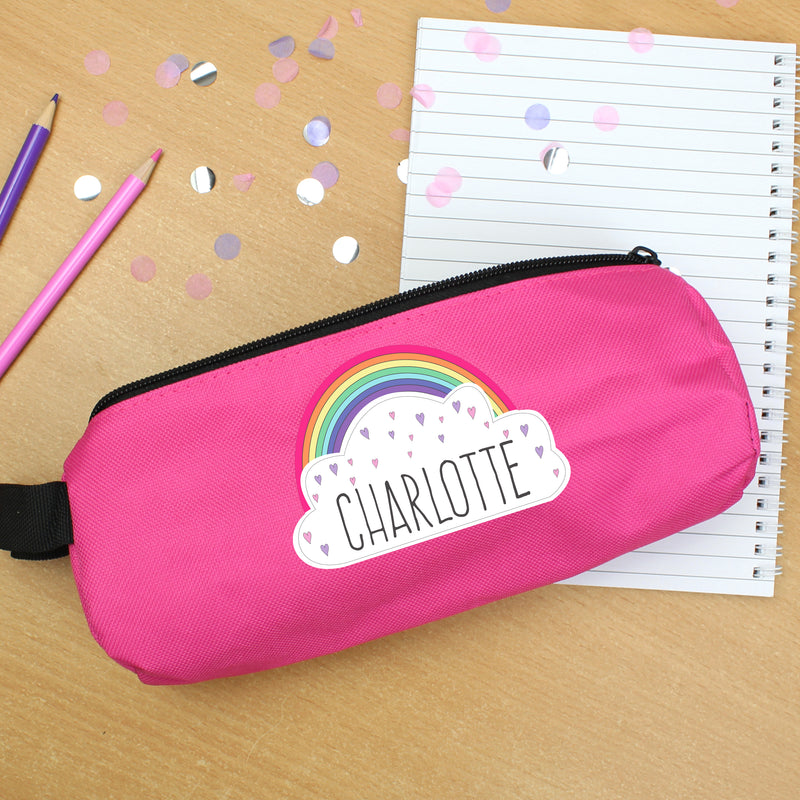 Personalised Rainbow Pink Pencil Case Stationery & Pens Everything Personal