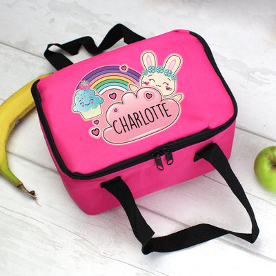 Personalised Cute Bunny Pink Lunch Bag Mealtime Essentials Everything Personal