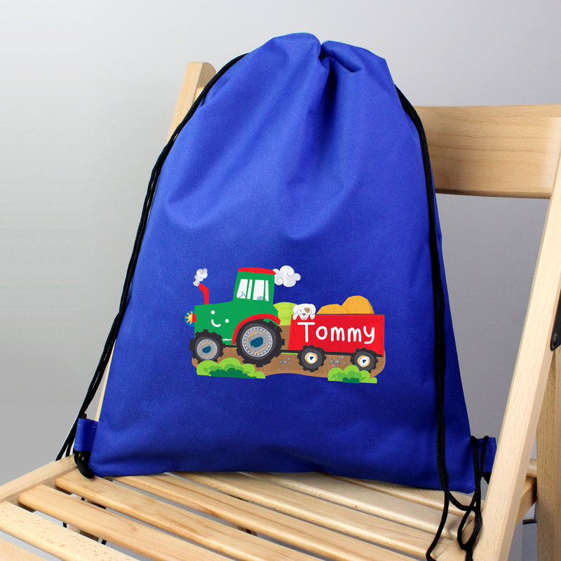 Personalised Tractor Blue Swim & Kit Bag Textiles Everything Personal