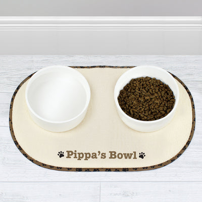 Personalised Brown Paw Print Pet Bowl Placemat Pet Gifts Everything Personal