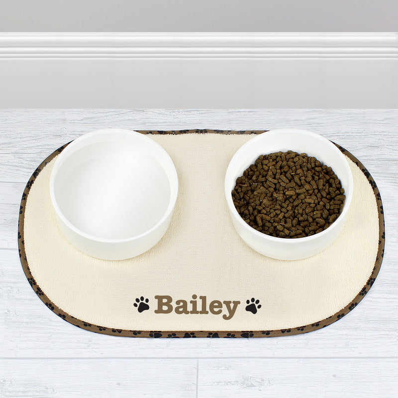 Personalised Brown Paw Print Pet Bowl Placemat Pet Gifts Everything Personal